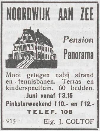 Advertentie van hoteleigenaar Jacob Coltof