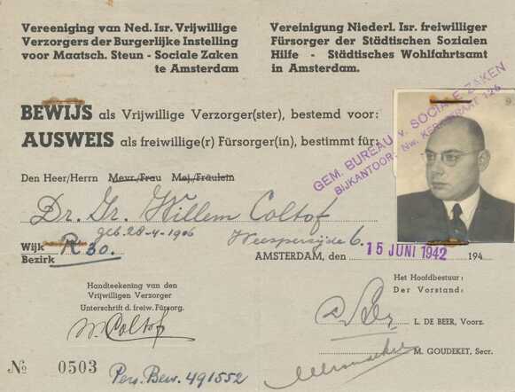 Willem Coltof: Pas Sociale Zaken Amsterdam (1942)