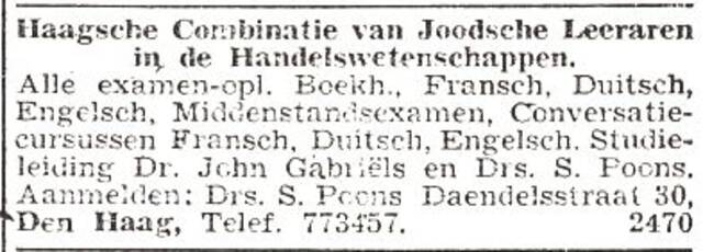 Advertentie van Siegfried Poons en John Gabriëls