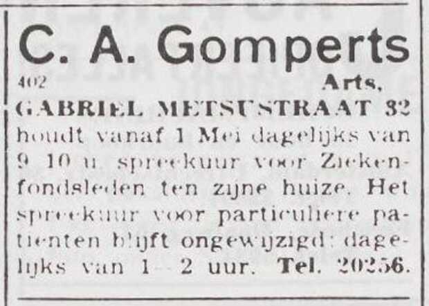Mededeling van dr. Cosman A. Gomperts