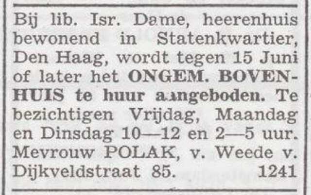 Advertentie te huur aangeboden van Marie Jeanne Polak-Mendes da Costa