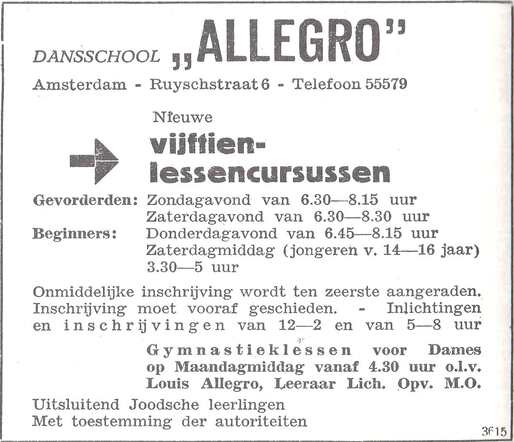 Advertentie van Louis Allegro