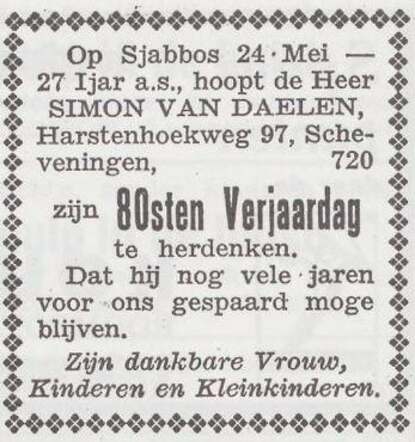 80ste verjaardag van Simon van Daelen