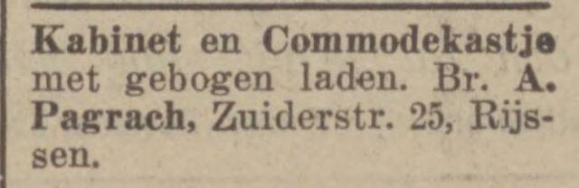 Dagblad van het Oosten Almelo's dagblad, 24 november 1941,  dag, pag. 4. Adv.  Abraham Pagrach.