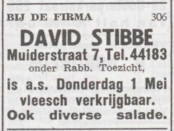Advertentie van slager David Stibbe