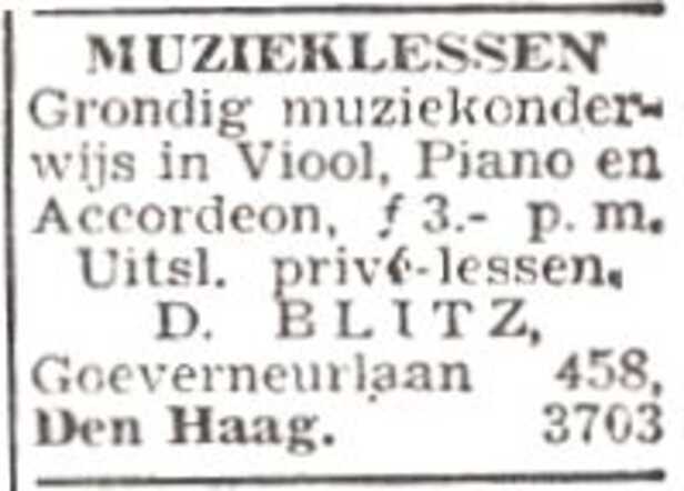 Advertentie van musicus David Blitz