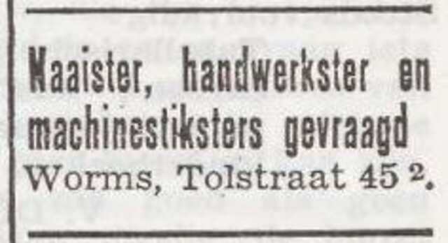 Advertentie van kleermaker David Worms