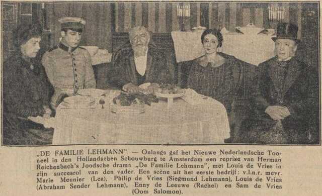 De Sumatra Post 17 november 1926, dag, pag. 13. Samuel (Sam) de Vries in "De familie Lehmann".