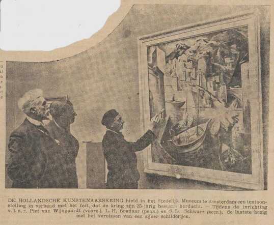 De Sumatra Post 18 februari 1938, dag, pag. 12. Samuel L. (Mommie) Schwarz in Stedelijk Museum te Amsterdam.