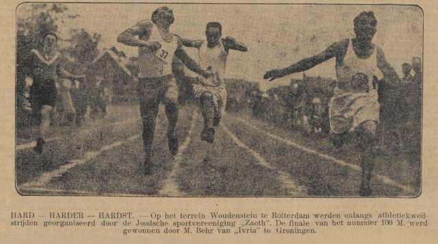 De Sumatra Post 22 juni 1931, pag. 9. Hard- harder-hardst - Atletiekwedstrijden Joodse sportvereniging Zaoth te Rotterdam.