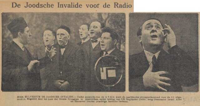 De Sumatra Post 22 oktober 1930, pag. 8.  S.H. Englander dirigeert koor Grote Synagoge voor de radio t.b.v. Joodsche Invalide.