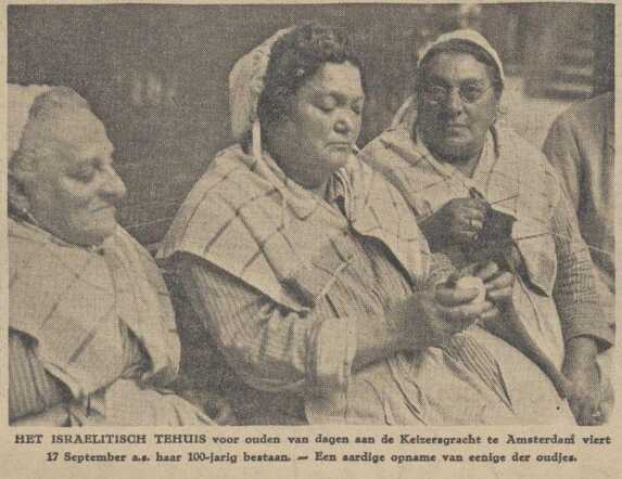 De Tijd godsdienstig staatkundig dagblad 14 september 1933, pag. 4. Vrouwen Ned.- Israël. Oudeliedengesticht Nwe Keizersgracht A'dam.
