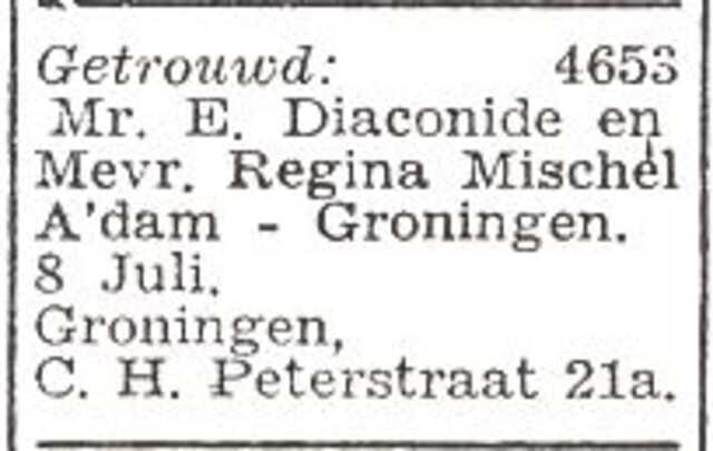 Bekendmaking van het huwelijk van Ilie Diaconide