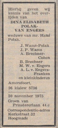Dina Elisabeth Polak-van Engers NIW 12-12-1975