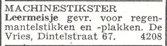 Advertentie van het gezin De Vries