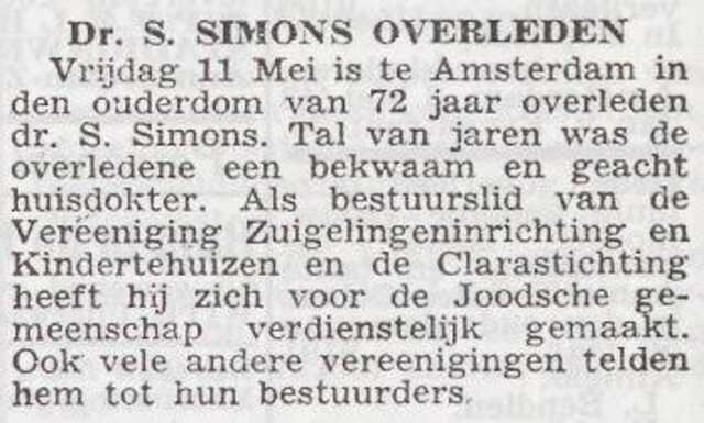 In Memoriam dokter Simon Simons