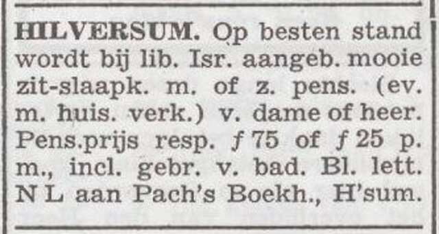 Advertentie via boekhandel Pach