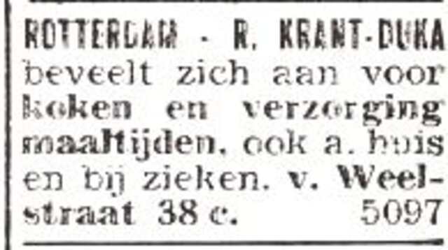 Advertentie van Rosette Krant-Duka