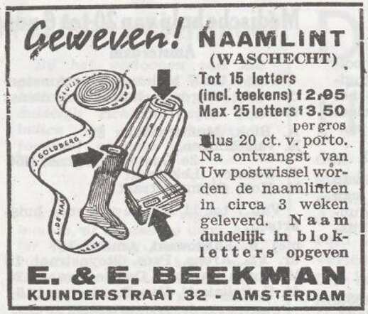Advertentie van Elias Beekman