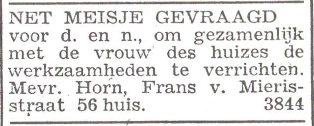 Advertentie van het echtpaar Horn
