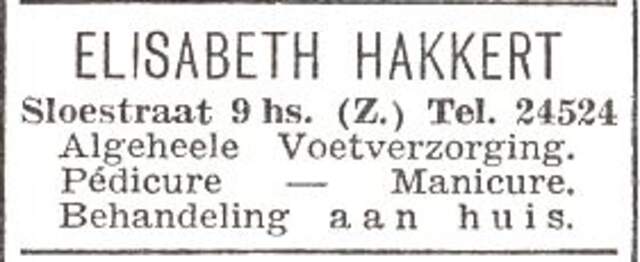Advertentie van Elisabeth Hakkert