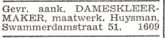 Advertentie van kleermaker Ephraim Huysman