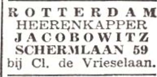 Advertentie van kapper Elchunen Jakubowicz