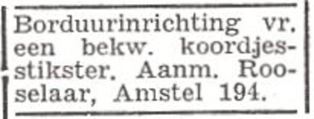 Advertentie van Elias Rooselaar