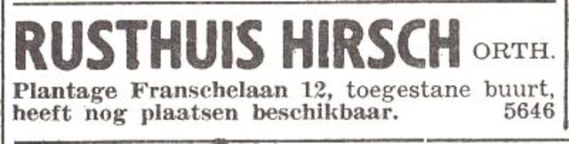 Advertentie van het gezin Eliahu Jesaia Hirsch