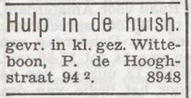 Advertentie van het gezin Witteboon
