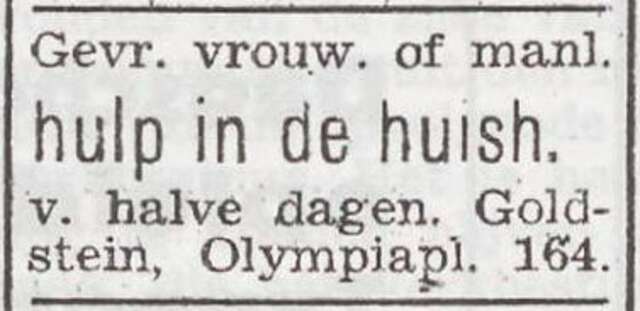 Advertentie van Ella Goldstein-Schlochauer