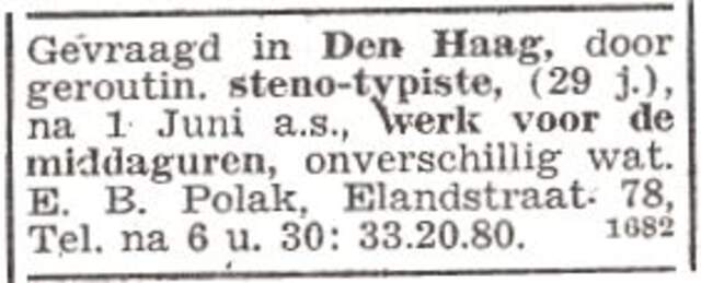 Advertentie van Ella Betty Polak