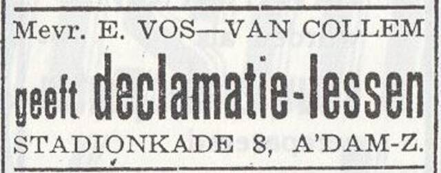 Advertentie van mw. Elsje Vos-van Collem