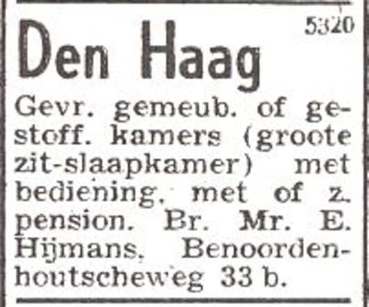 Advertentie van mr. Emile Hymans