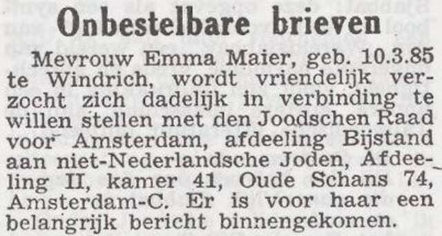 Belangrijke mededeling voor Emma Maier