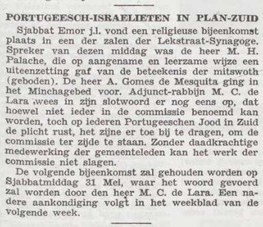 Toespraak van Mozes Herman Palache