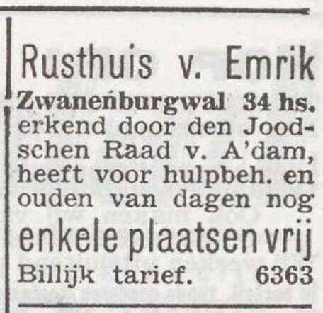 Advertentie van rusthuis van Emrik