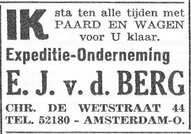 Advertentie van Erich Jacob van der Berg