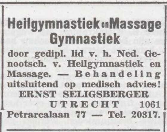 Advertentie van Ernst Salomon Seligsberger