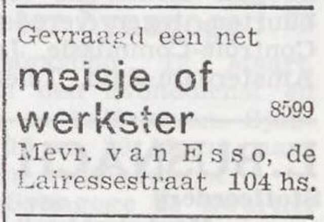 Advertentie van het gezin Hartog van Esso