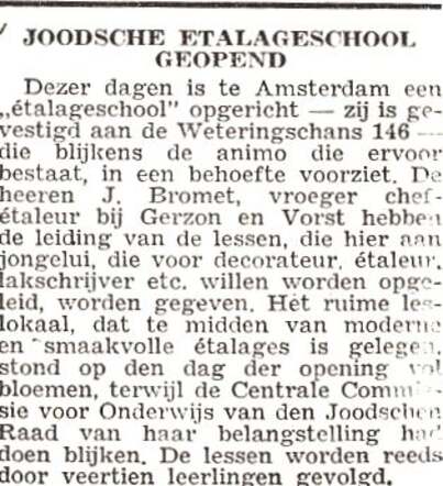Opening Joodse Etalageschool olv. Joel Brommet en de heer Vorst