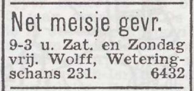 Advertentie van Esther Wolff-Hiegentlich