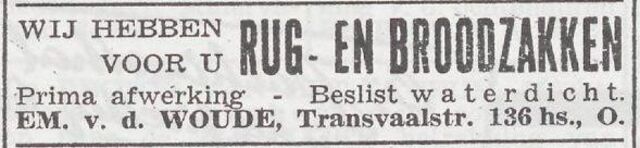 Advertentie van Emanuel van der Woude