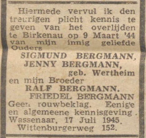 Fam Bergmann Trouw 21-07-1945 I