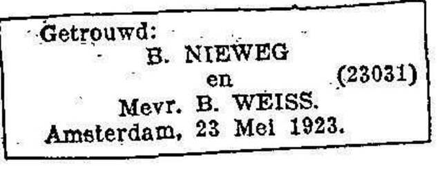 Huwelijksadvertentie uit de CBG-collectie van familieadvertenties