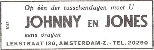 Advertentie van het duo Johnny & Jones