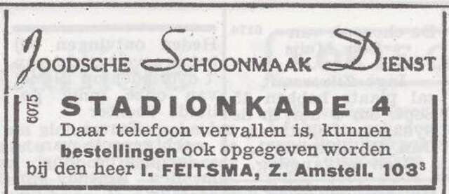 Advertentie van Izaäk Feitsma