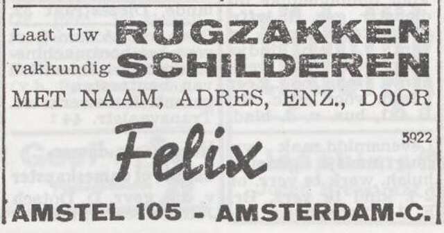 Advertentie van reclameschilder Felix Oppenheimer