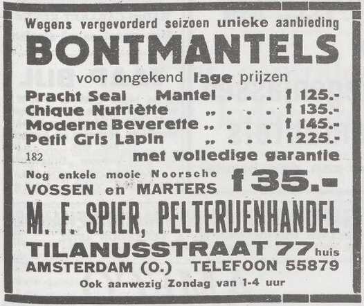 Advertentie van Mozes Filip Spier
