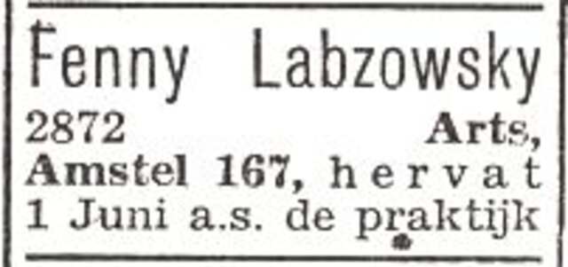 Advertentie van de arts Fenny Labzowski